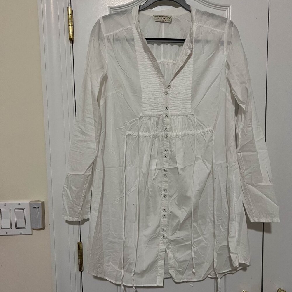All Saints Vintage White Pintuck Adhera Shirt Dress